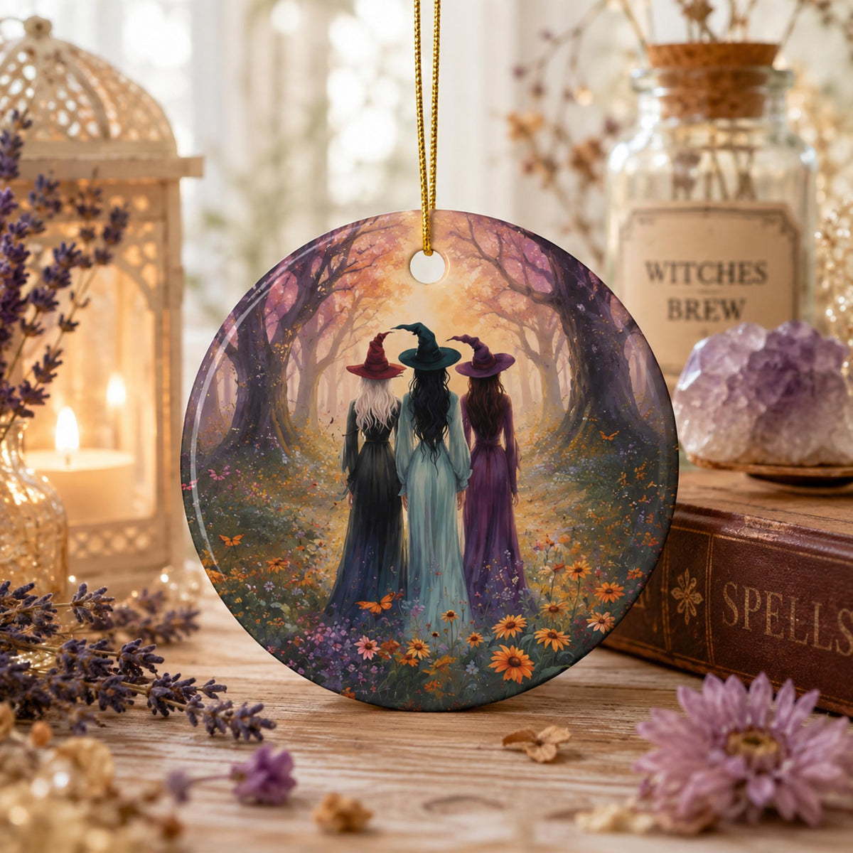 Witchy Christmas Gift Idea for Mom Witch Bestie Coworker Gift for the Holidays Fall Host Gift for Halloween Sisterhood Witches Xmas Ornament