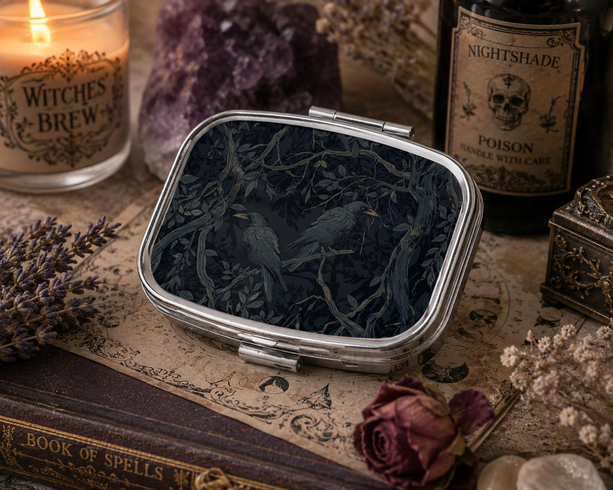 Dark Crow Victorian Pill Case Gift Idea