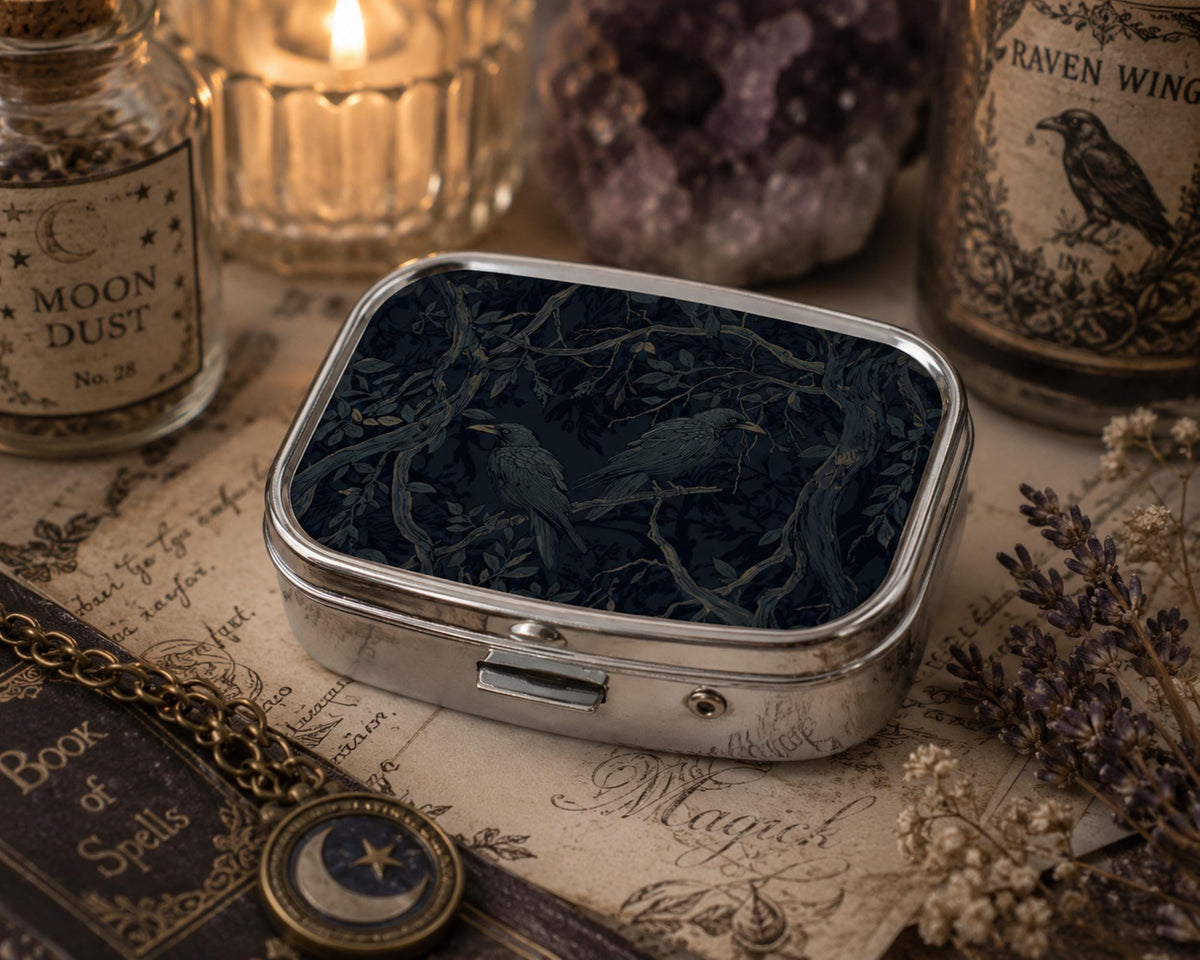 Dark Crow Victorian Pill Case Gift Idea
