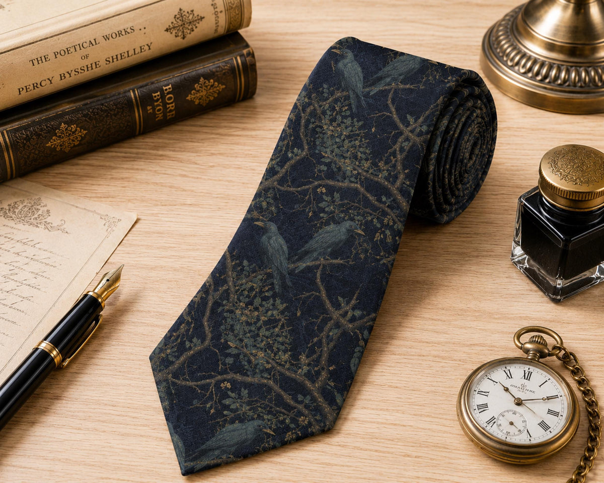 Gothic Menswear for the Corporate Goth Man William Morris Gothic Tie Whimsigoth Clothing Gift Idea for Business Professional Edgar Allen Poe
