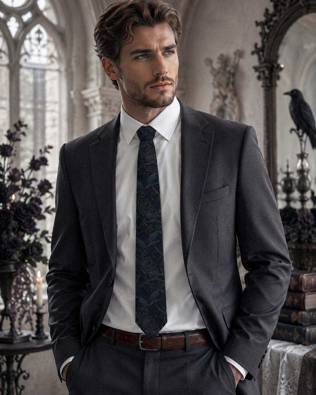 Gothic Menswear for the Corporate Goth Man William Morris Gothic Tie Whimsigoth Clothing Gift Idea for Business Professional Edgar Allen Poe