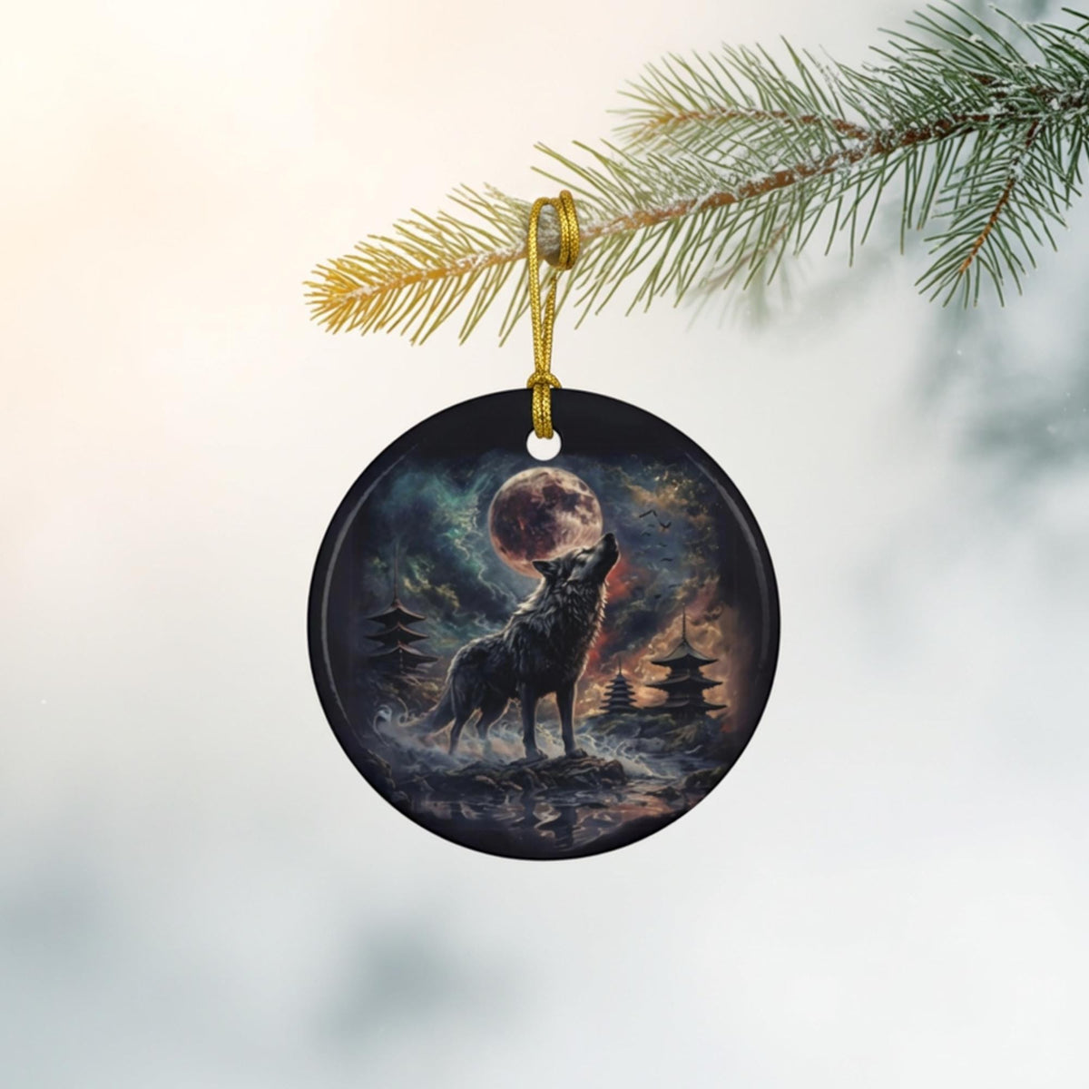 Viking Norse Gift Idea for Pagan Bestie Yule Gift for the Holidays Wolf Christmas Ornament for Dad Spirit Animal Totem Yule Christmas Gift
