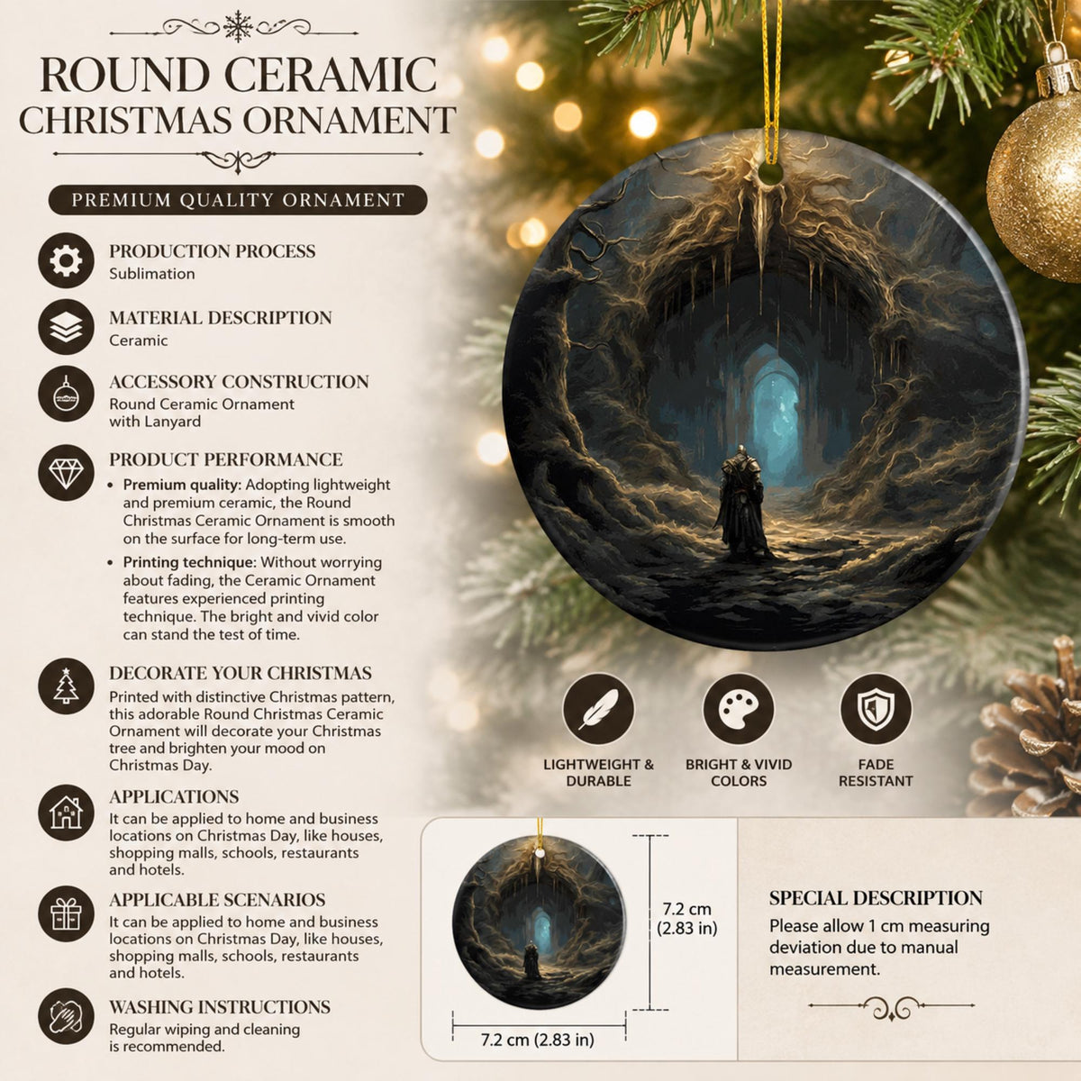 Dark Souls Video Gamer Merch Gift Idea Elden Ring Christmas Ornament Age of Sigmar Fantasy Gamer Decor nerdy gift Gothic Home Accessory