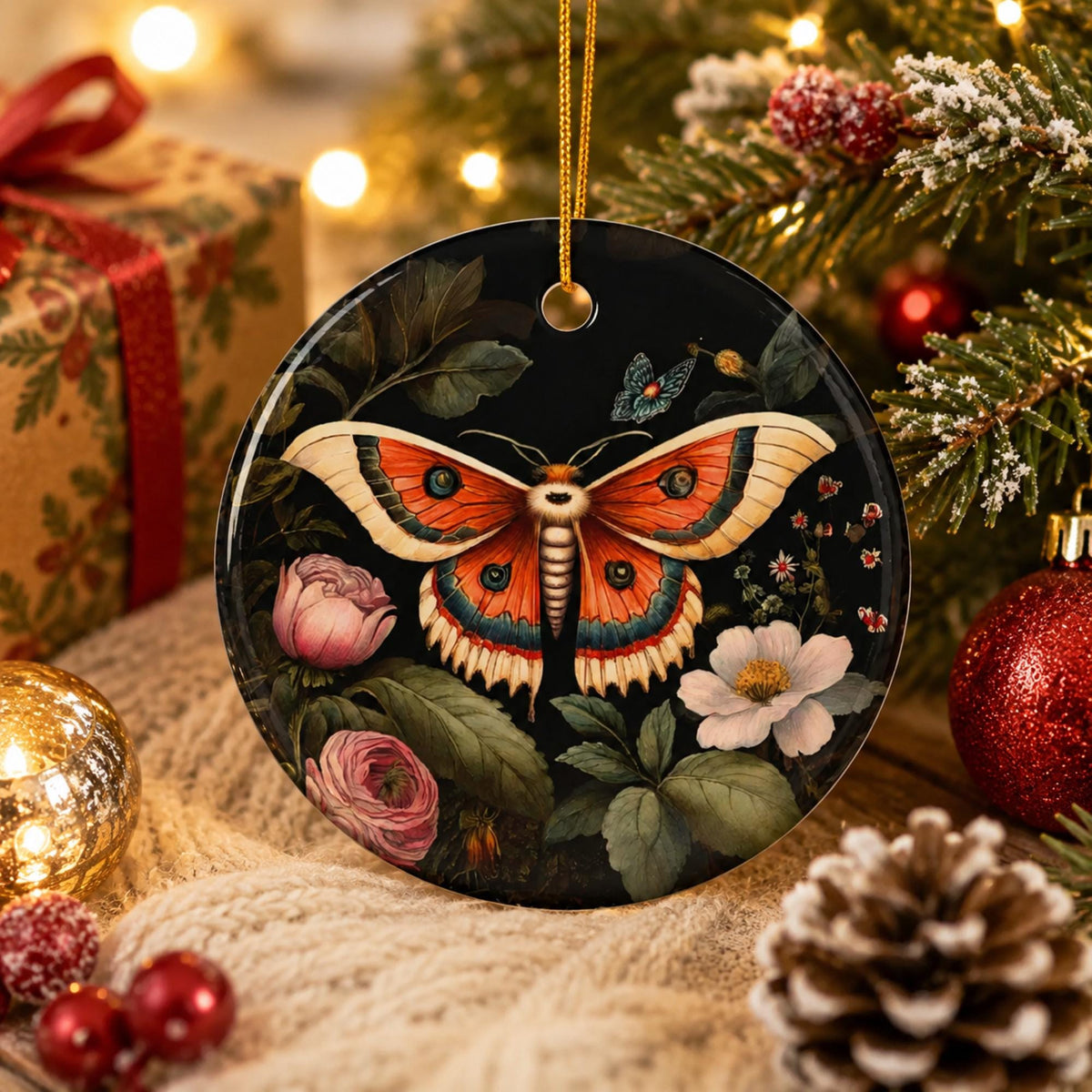 Cottagecore Lunamoth Blessed Yule Ornament
