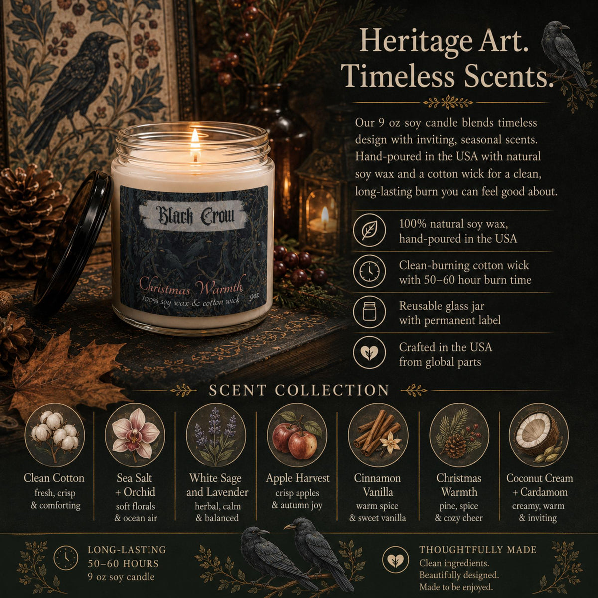 Witch Gift Ideas Gothic Holiday Crow Soy Candle
