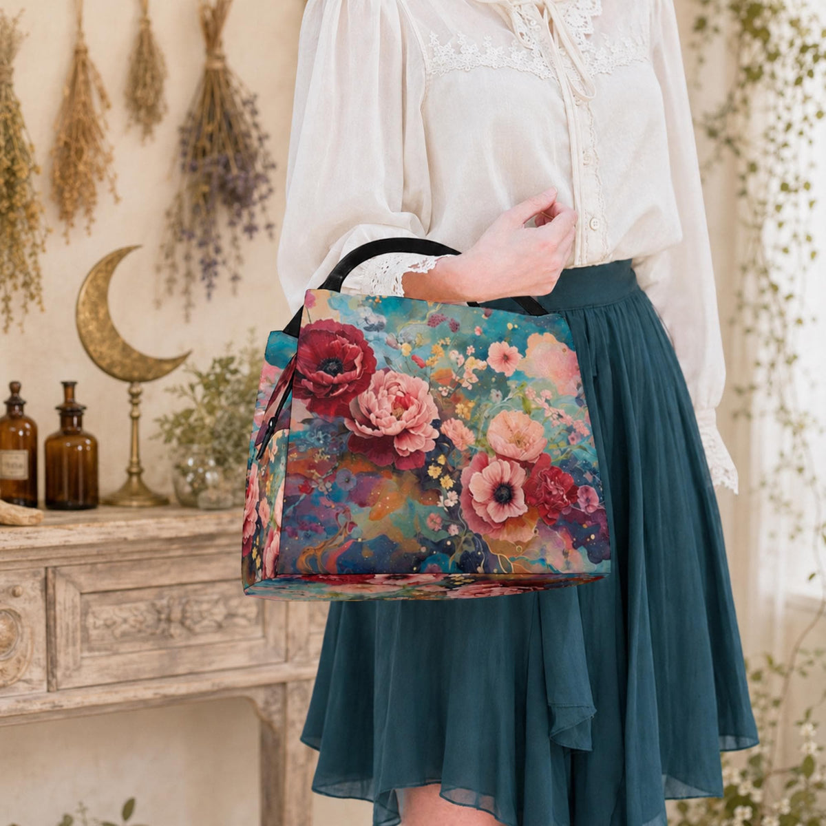 Celestial Floral Cooler Tote Great Nurse Gift