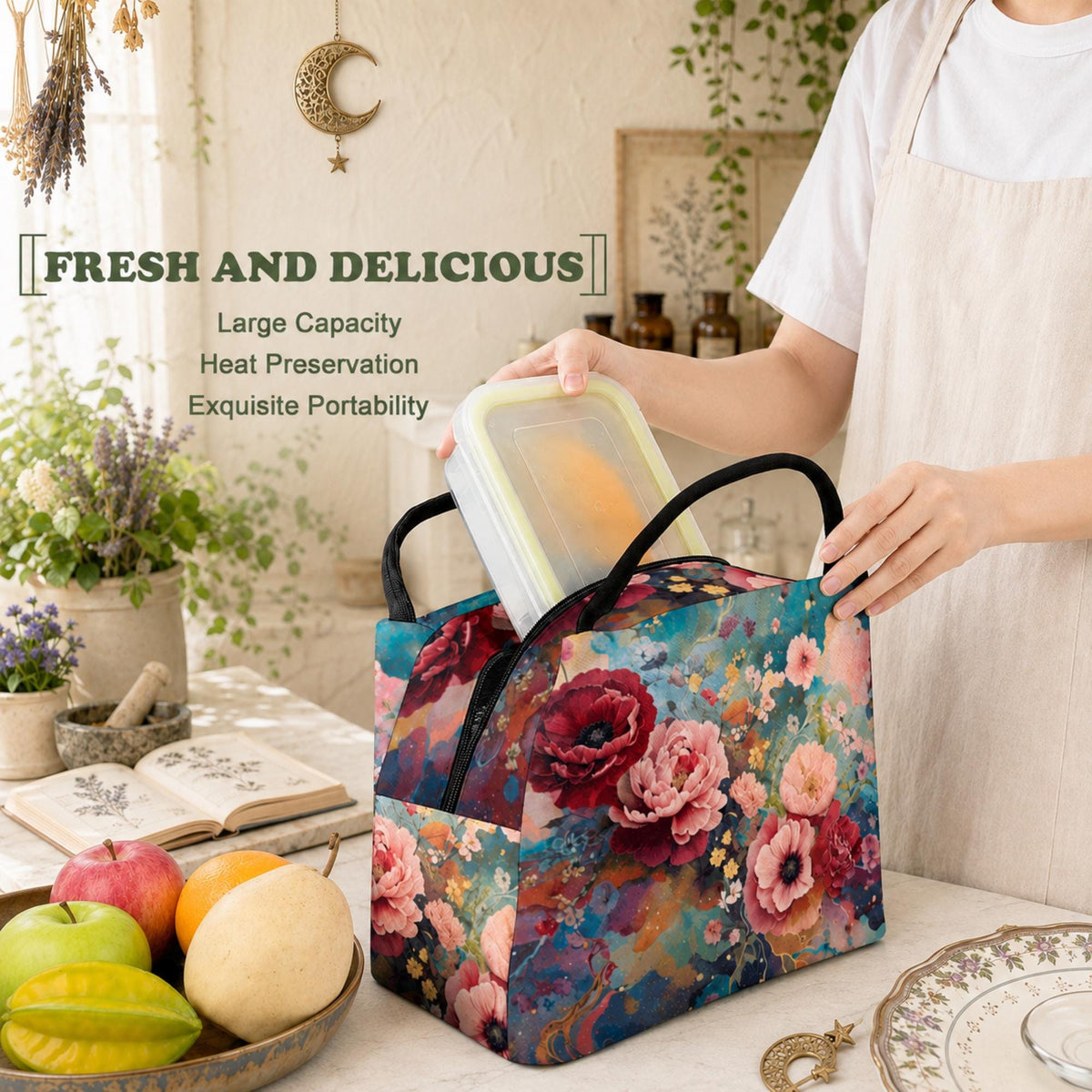 Celestial Floral Cooler Tote Great Nurse Gift