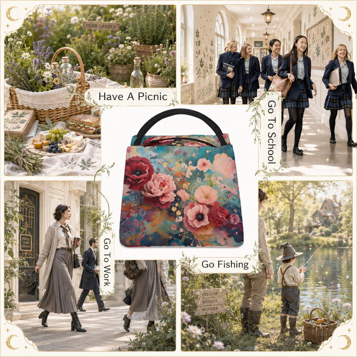 Celestial Floral Cooler Tote Great Nurse Gift
