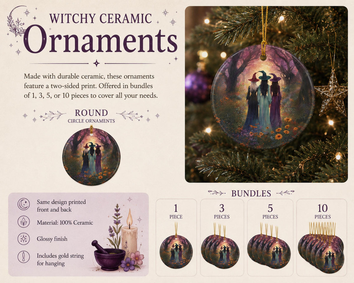 Witchy Christmas Gift Idea for Mom Witch Bestie Coworker Gift for the Holidays Fall Host Gift for Halloween Sisterhood Witches Xmas Ornament