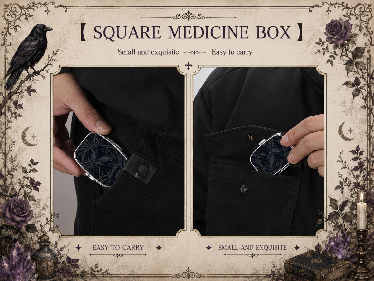 Dark Crow Victorian Pill Case Gift Idea