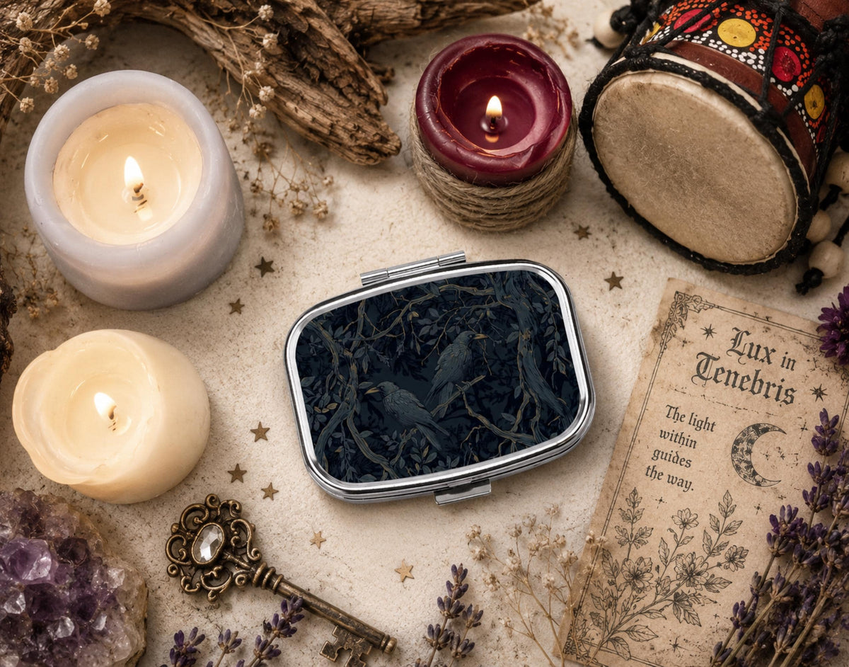 Dark Crow Victorian Pill Case Gift Idea