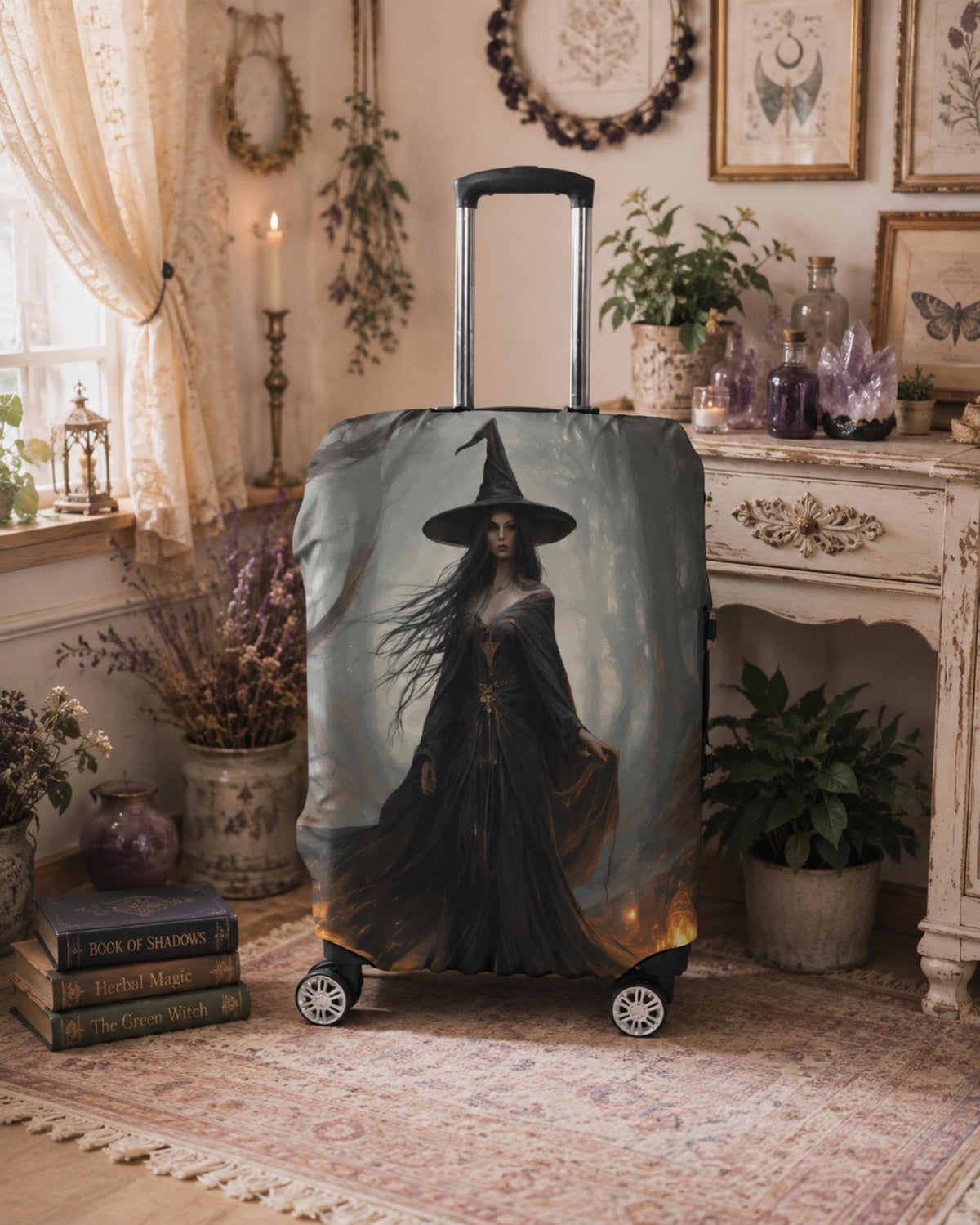 Witchy Travel Decor Gift Idea for Bestie Halloween Gothic Luggage Tag Mystic Travel Witch Suitcase Practical Magic Accessory Goth Bag Badge