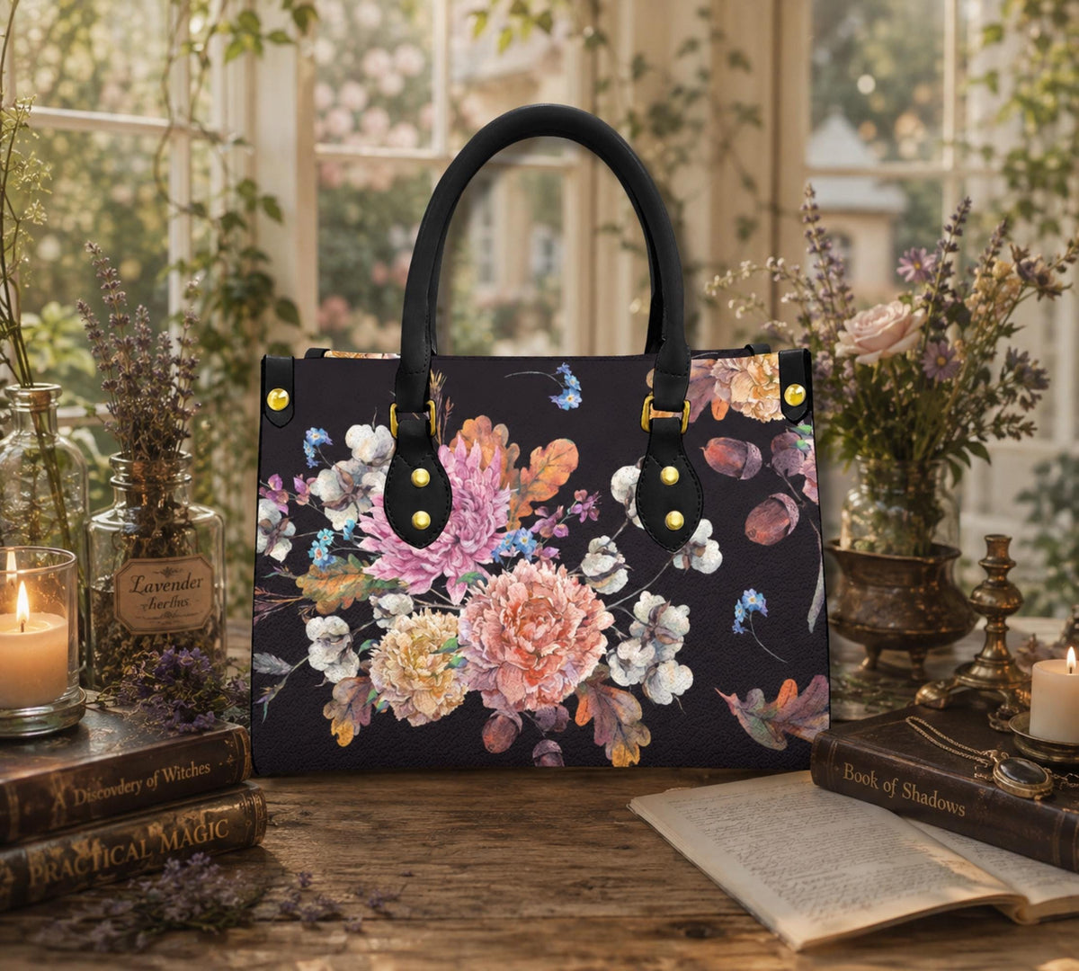 Dark Romance Crow Floral Handbag
