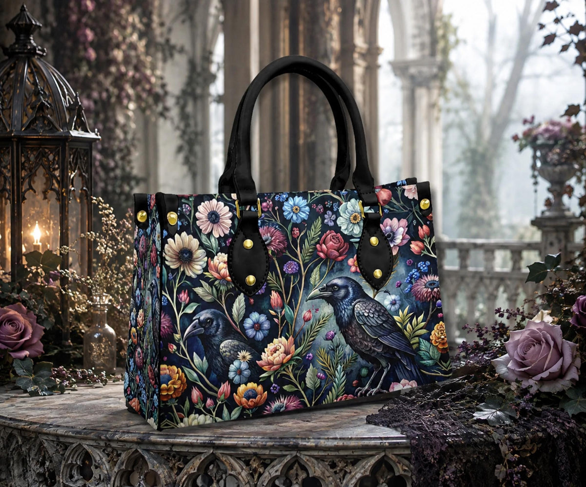 Dark Romance Crow Floral Handbag