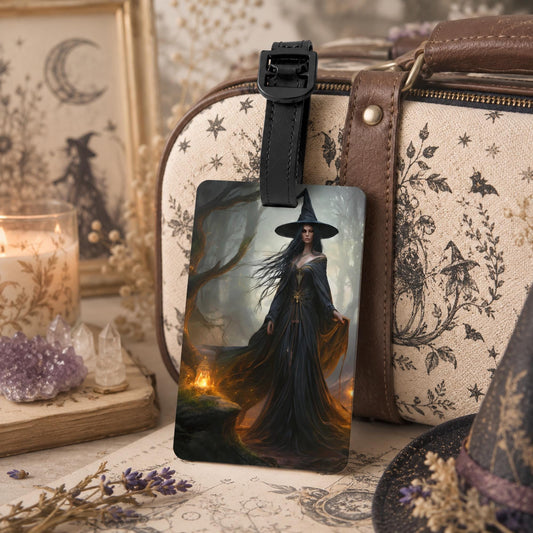 Witchy Travel Decor Gift Idea for Bestie Halloween Gothic Luggage Tag Mystic Travel Witch Suitcase Practical Magic Accessory Goth Bag Badge
