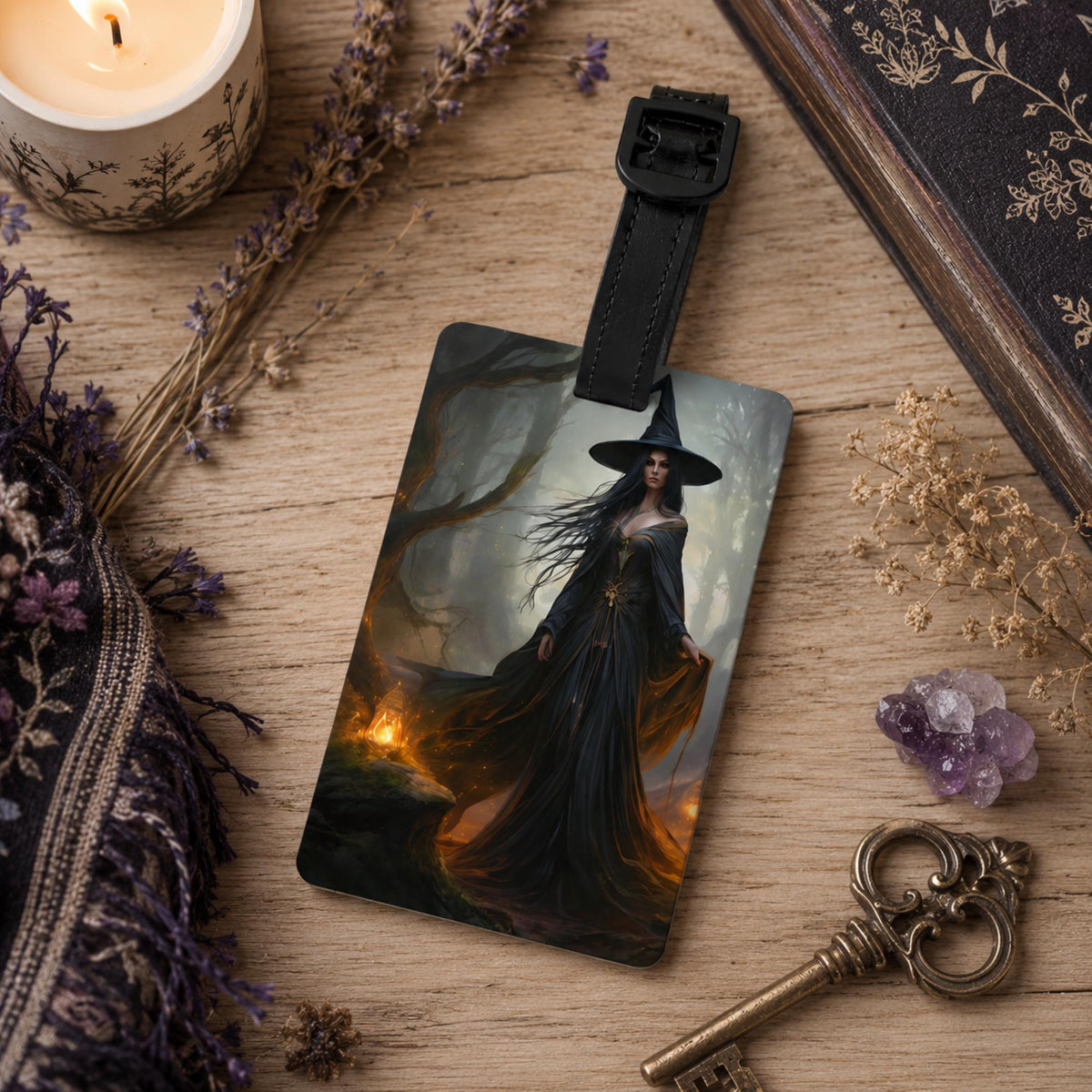 Witchy Travel Decor Gift Idea for Bestie Halloween Gothic Luggage Tag Mystic Travel Witch Suitcase Practical Magic Accessory Goth Bag Badge