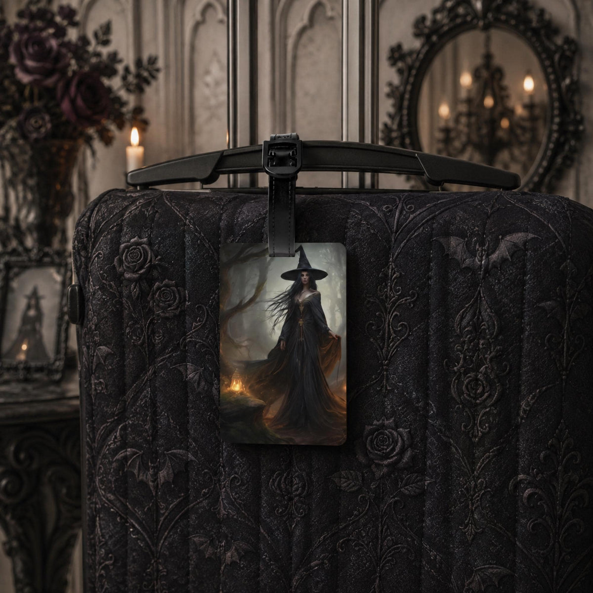 Witchy Travel Decor Gift Idea for Bestie Halloween Gothic Luggage Tag Mystic Travel Witch Suitcase Practical Magic Accessory Goth Bag Badge