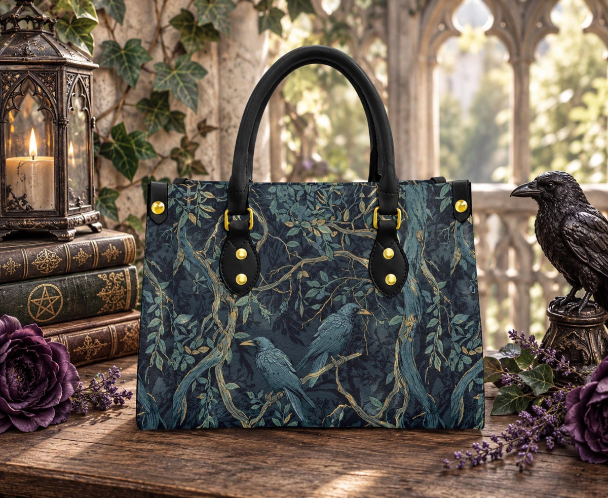 Dark Romance Crow Floral Handbag