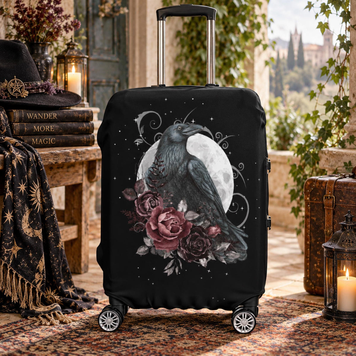 Tarot Crow Travel suitcase Cover, Great Holiday Gift