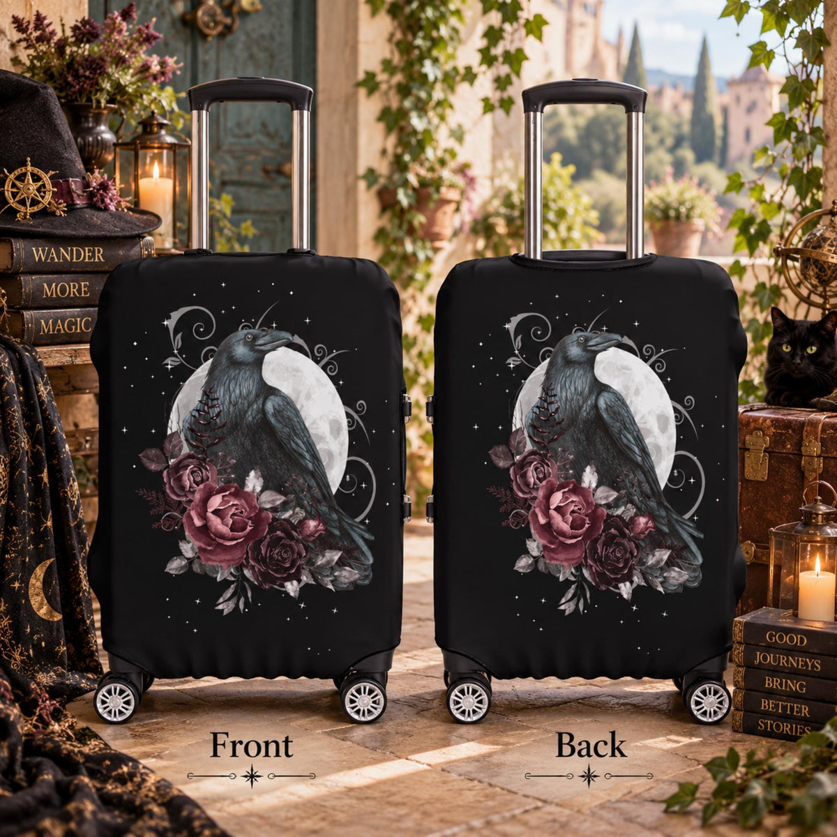 Tarot Crow Travel suitcase Cover, Great Holiday Gift