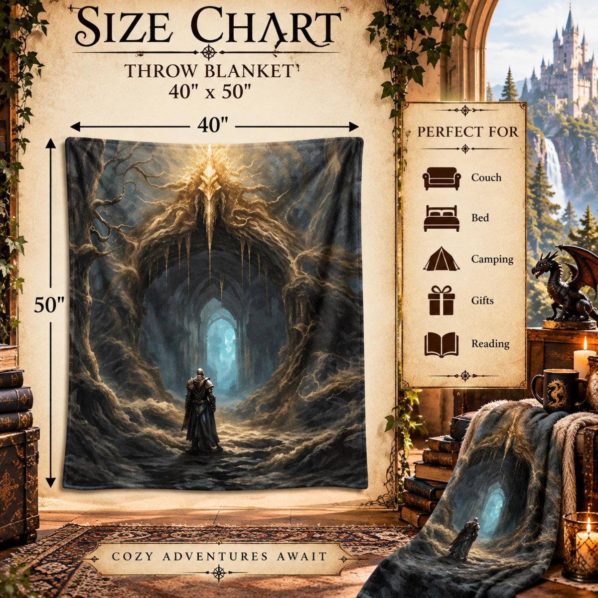 Elden Ring Gamer Flannel Blanket Gift Idea for the Holidays Boyfriend Fantasy Game Tapestry Throw Wall Decor for Bedroom Son Birthday Gift