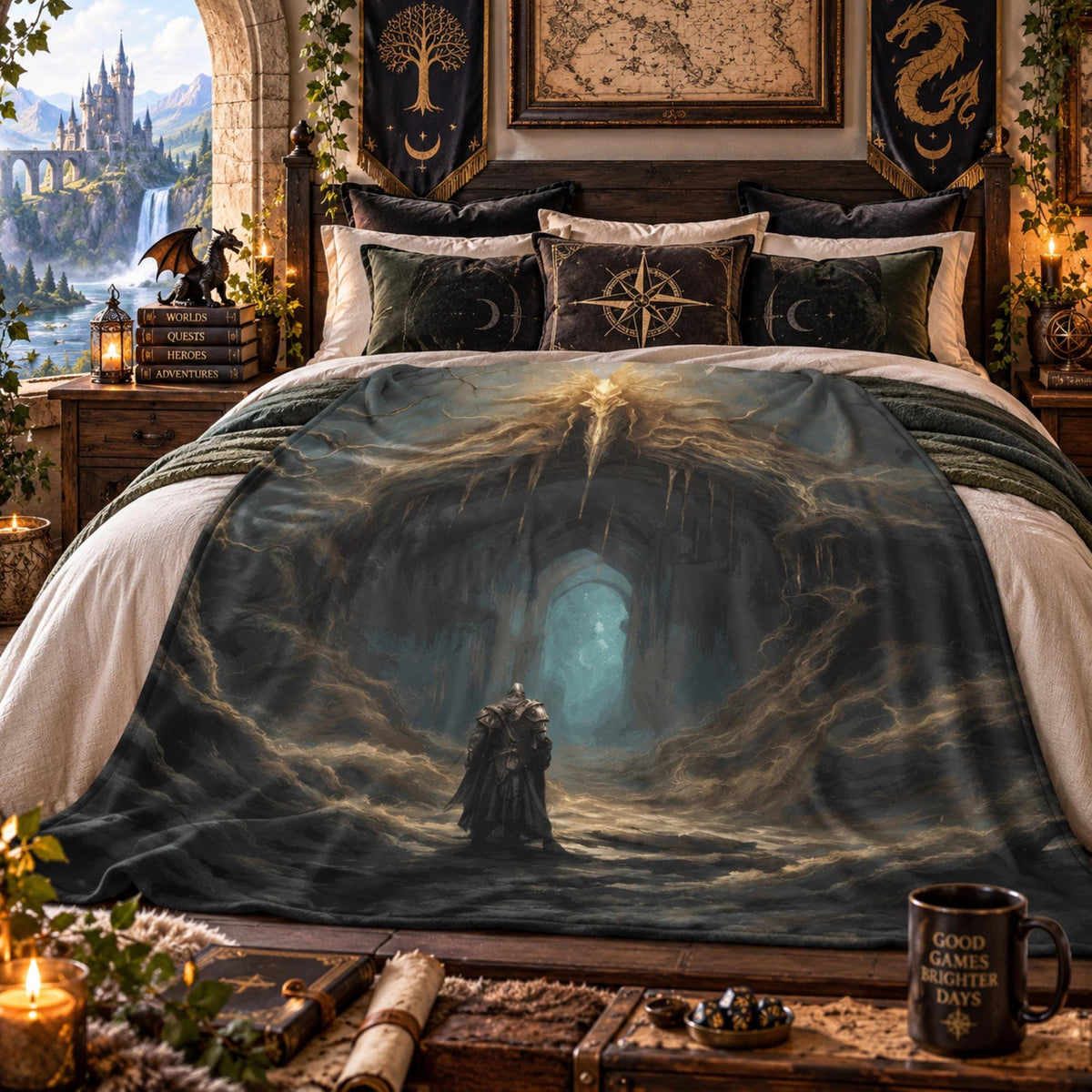 Elden Ring Gamer Flannel Blanket Gift Idea for the Holidays Boyfriend Fantasy Game Tapestry Throw Wall Decor for Bedroom Son Birthday Gift