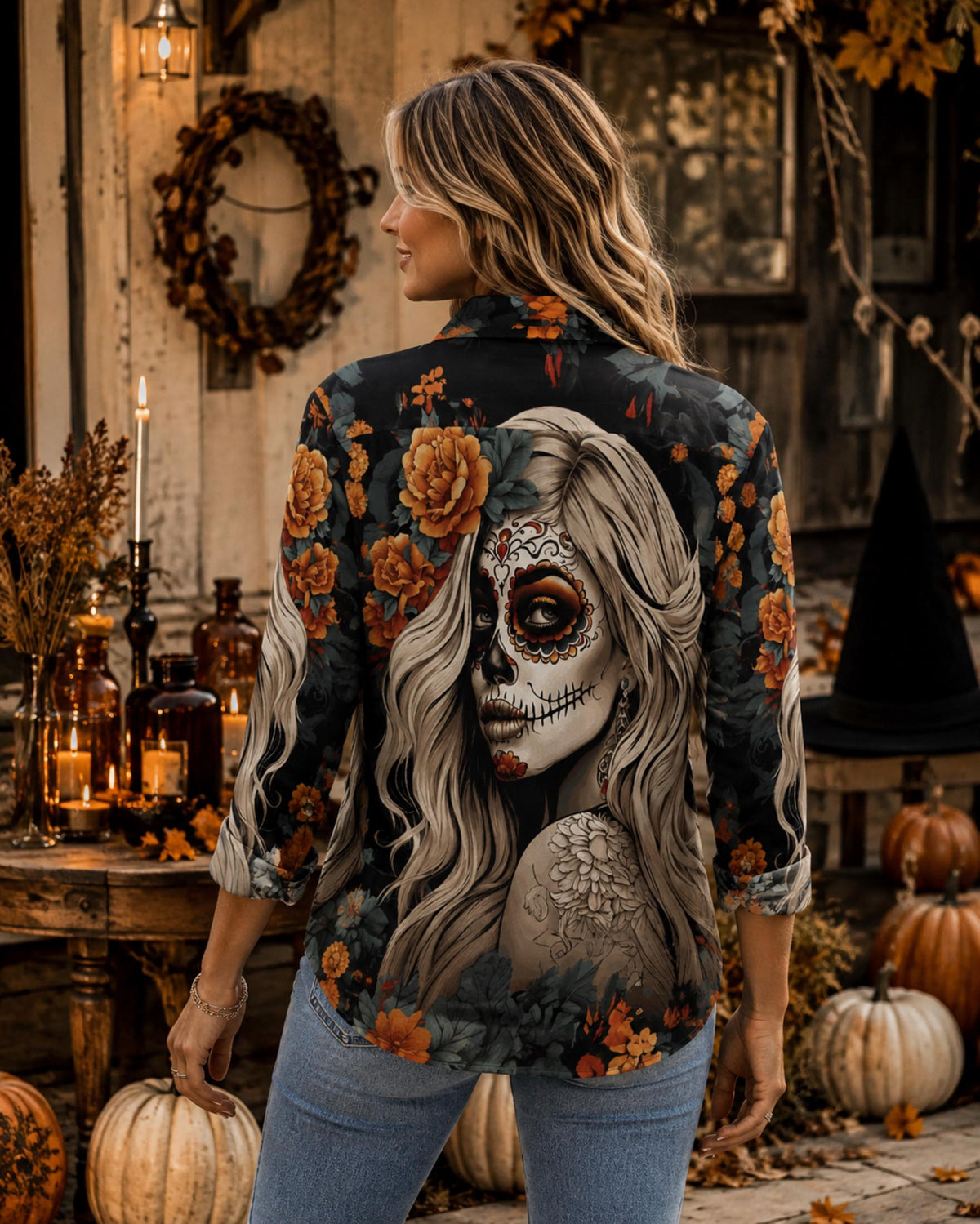Perfect Halloween Trick or Treat Shirt for Mom Day of the Dead Womens Sugar Skull