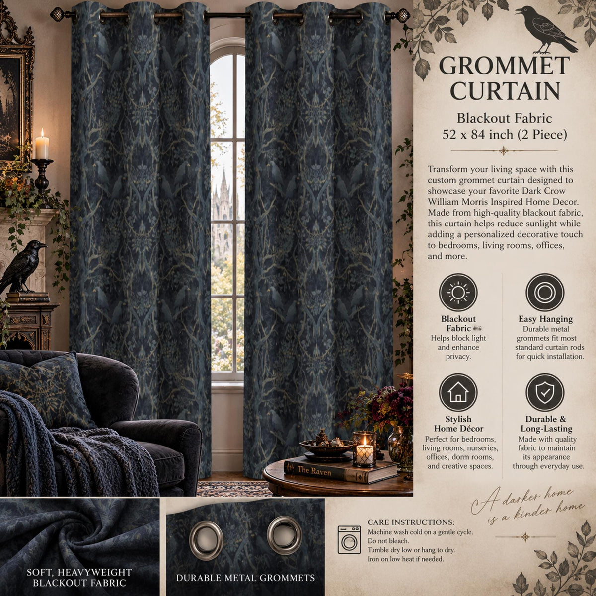 Dark Romance Crow William Morris Design Collection
