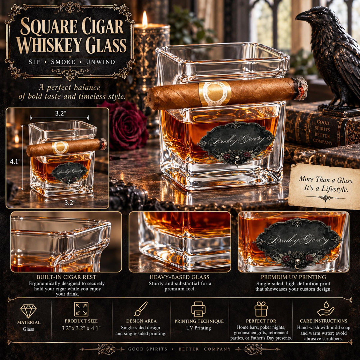 Groomsmen's Gothic Whiskey Glass and Accessories