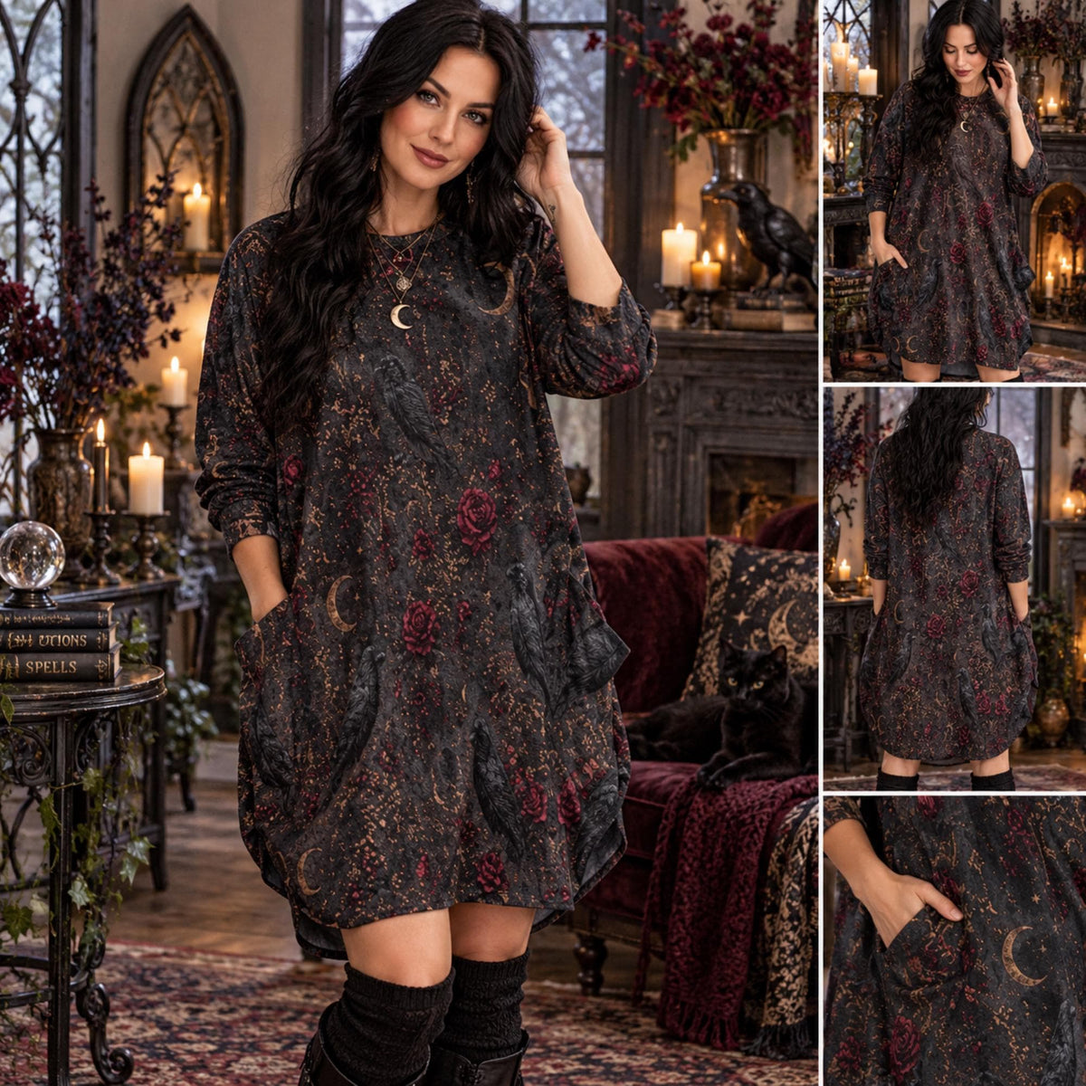 Dark Romance Celestial Crows Dress and Accessory Collection