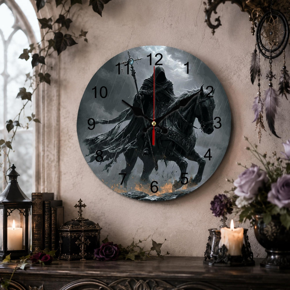 Elden Ring Inspired Wooden Wall Clock Dragonborn Gamer Decor Elden Ring Gifts Dark Souls Warrior King Age of Sigmar Gothic Decor Mordheim