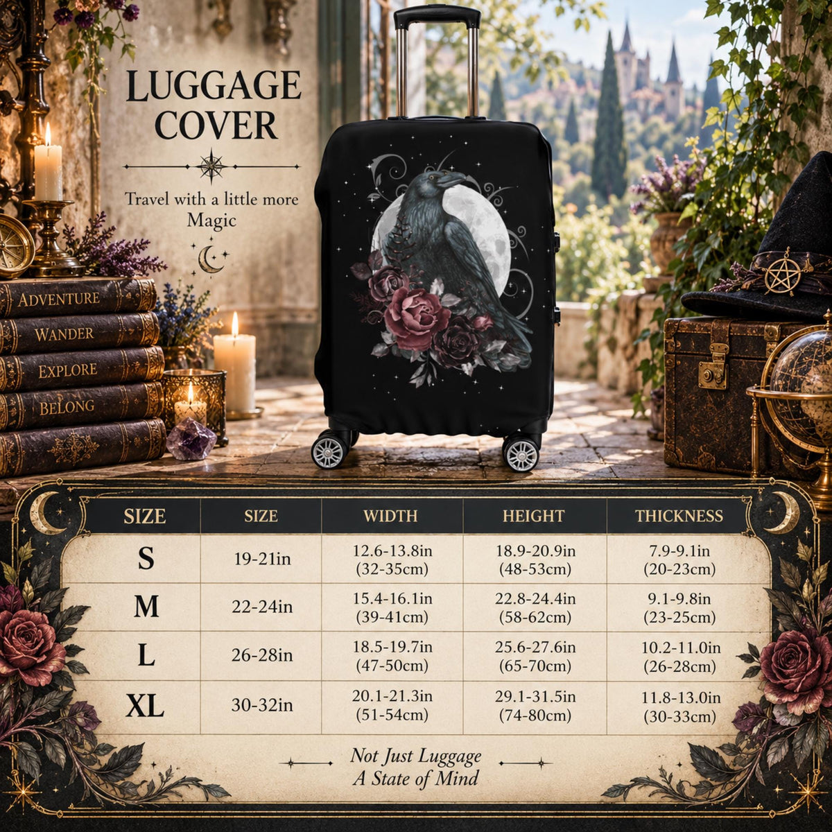 Tarot Crow Travel suitcase Cover, Great Holiday Gift