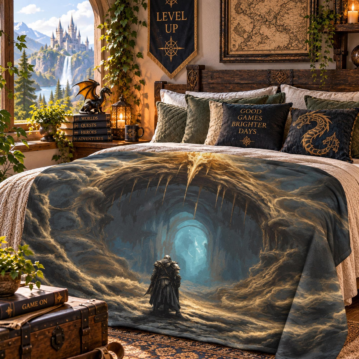 Elden Ring Gamer Flannel Blanket Gift Idea for the Holidays Boyfriend Fantasy Game Tapestry Throw Wall Decor for Bedroom Son Birthday Gift