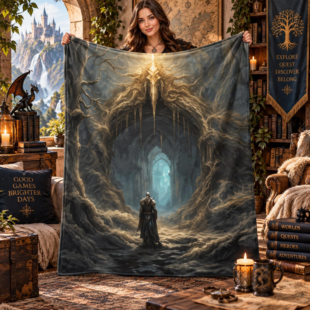 Elden Ring Gamer Flannel Blanket Gift Idea for the Holidays Boyfriend Fantasy Game Tapestry Throw Wall Decor for Bedroom Son Birthday Gift