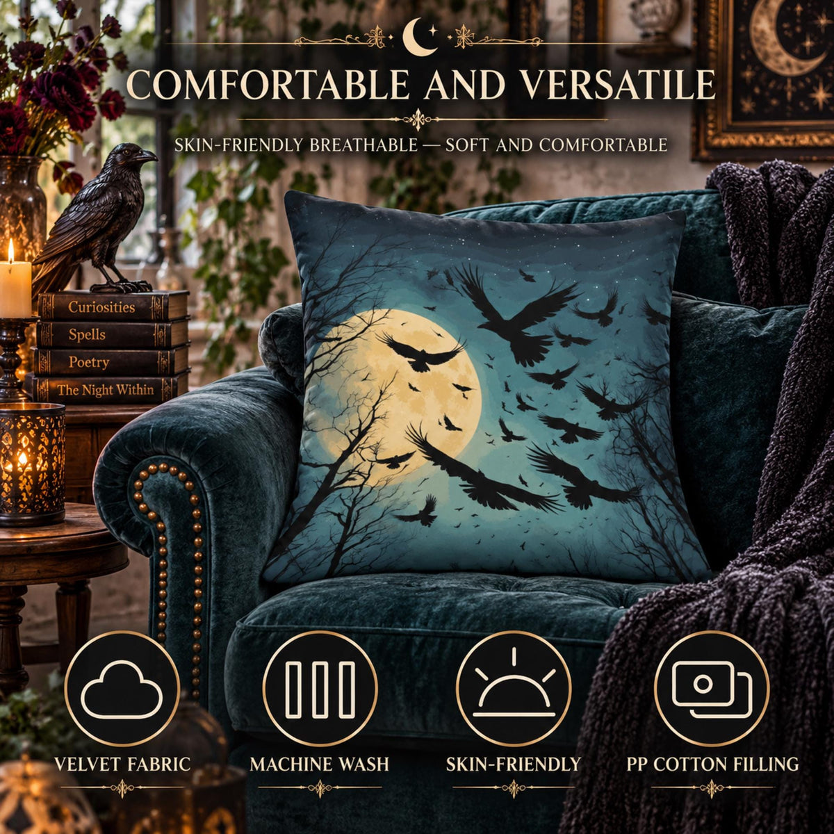 Raven Crow Pillow