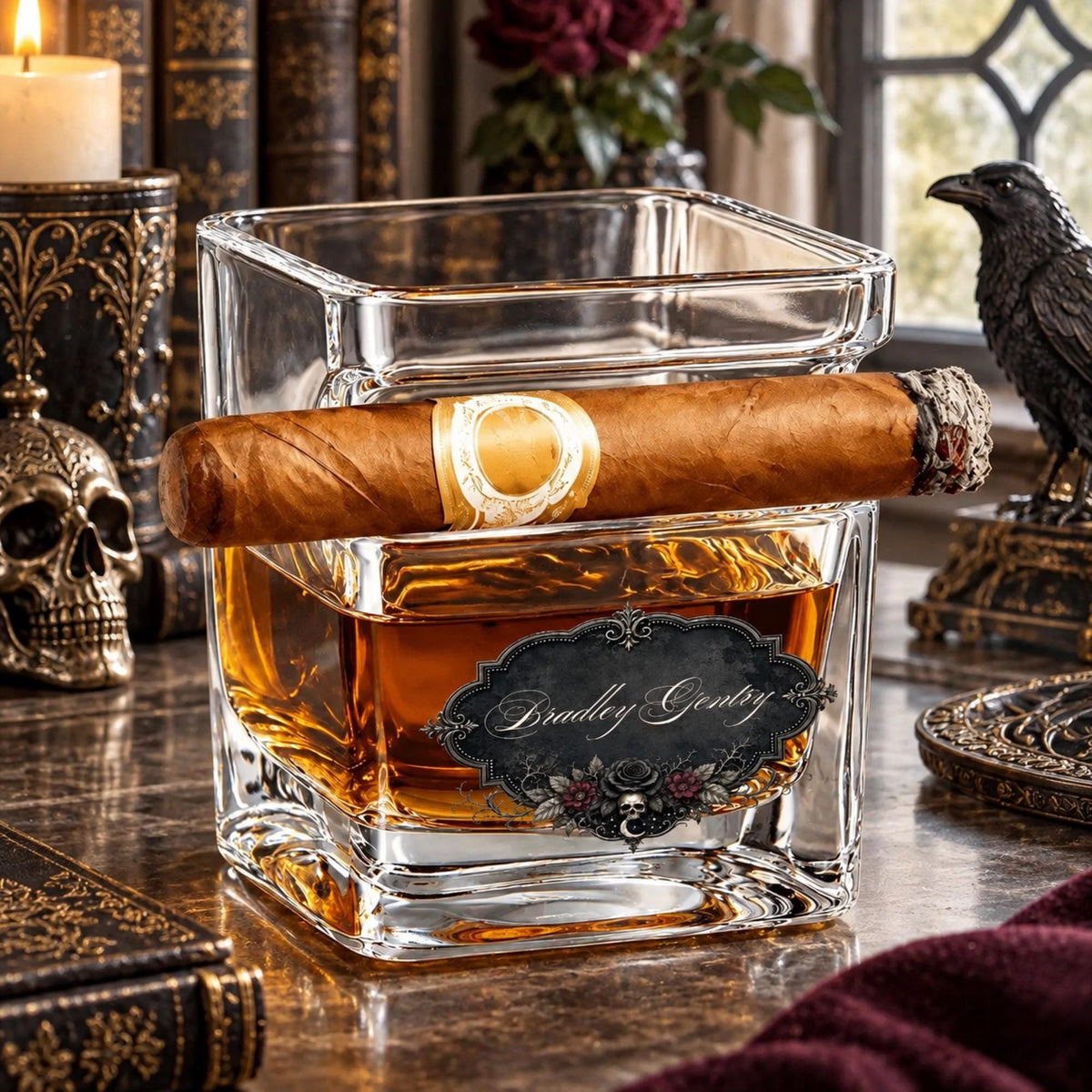 Groomsmen's Gothic Whiskey Glass and Accessories
