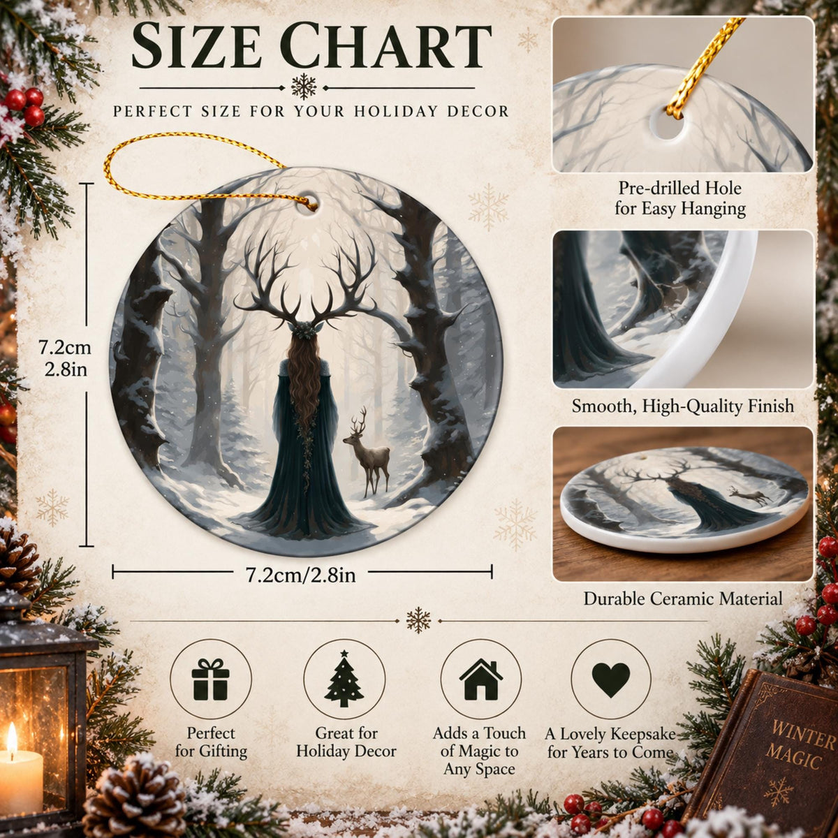 Witchy Gift Idea for Coworker Yuletide Pagan Ornament for Winter Solstice Decor Idea Gift for Mom Bestie Cottagecore Holiday Christmas Decor