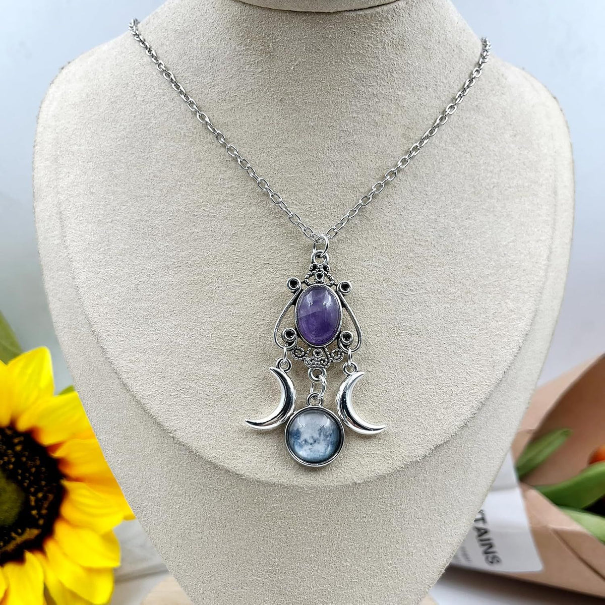 Triple Moon Goddess Pendant Necklace - Unique Christmas Gift